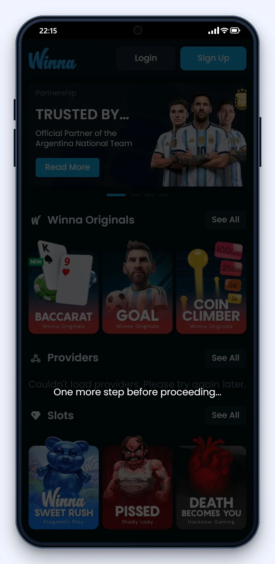 the mobile lobby of Winna, reviewed in our best bitcoin casinos guide